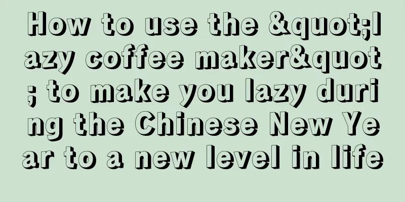 How to use the "lazy coffee maker" to make you lazy during the Chinese New Year to a new level in life