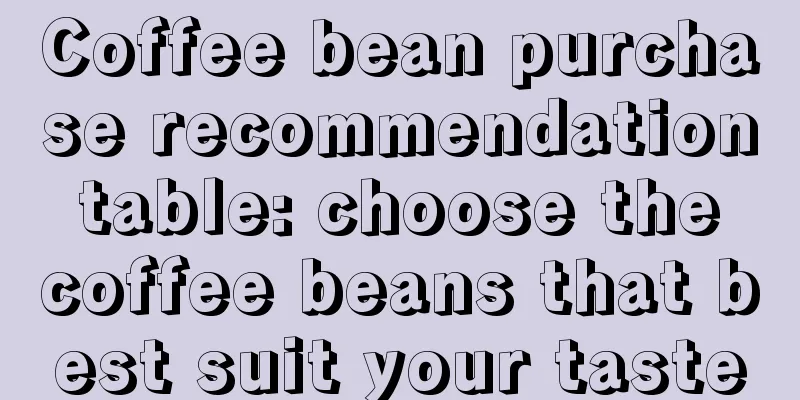 Coffee bean purchase recommendation table: choose the coffee beans that best suit your taste