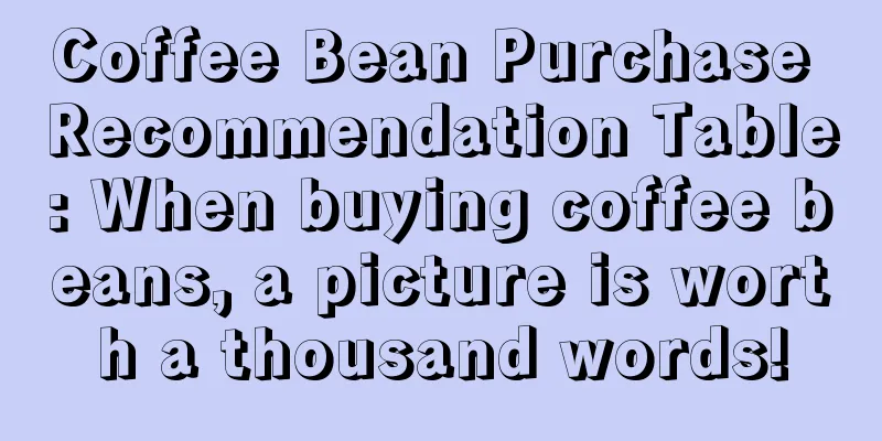 Coffee Bean Purchase Recommendation Table: When buying coffee beans, a picture is worth a thousand words!