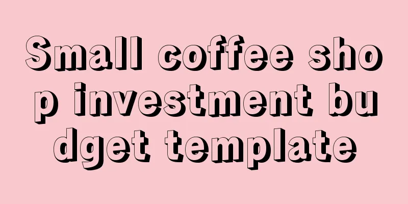 Small coffee shop investment budget template