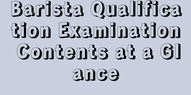 Barista Qualification Examination Contents at a Glance