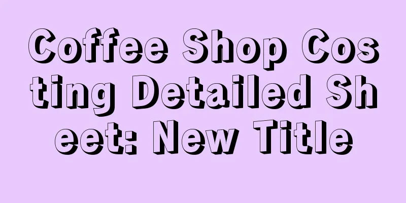 Coffee Shop Costing Detailed Sheet: New Title