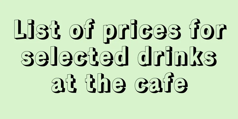 List of prices for selected drinks at the cafe